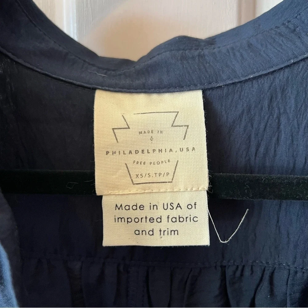 Free People Navy Button Down Dress XS